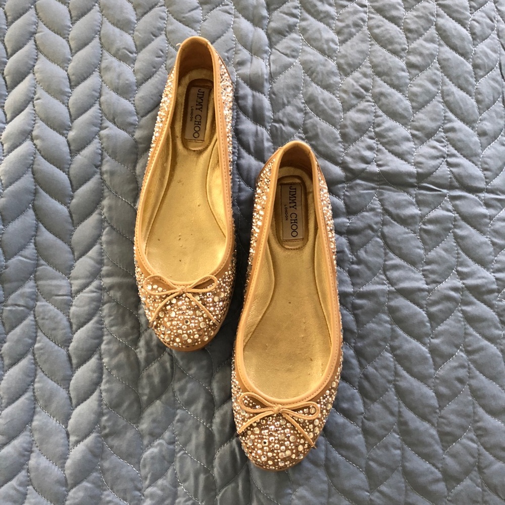 Size 40 jimmy choo flats with beautiful crystals!